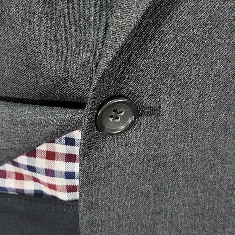 Joseph Feiss Trio Mens Sport Coat Blazer Two Button Charcoal Gray Twill Wool 42L